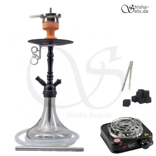 Shisha Set Amy Middle Globe Clear/Schwarz-Matt