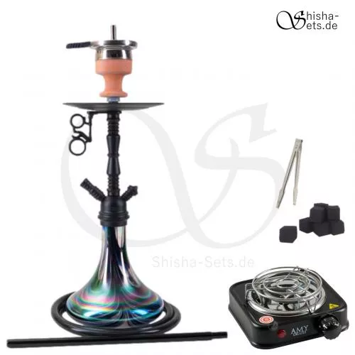 Shisha Set Amy Middle Zoom Rainbow Schwarz/Schwarz-Matt