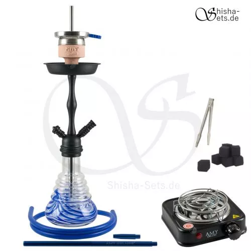 Shisha Set Amy Stillness Blau/Schwarz-Matt