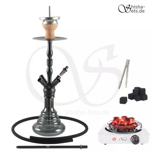 Shisha Set INVI Saros 500 Schwarz - Black Shiny