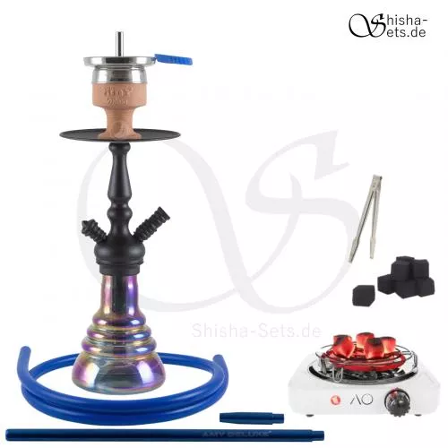 Shisha Set Amy Little Zuri Rainbow Blau/Schwarz-Matt (B-Ware)