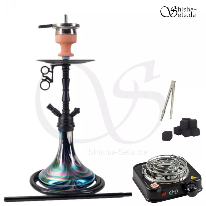 Shisha Set Amy Middle Zoom Rainbow Schwarz/Schwarz-Matt