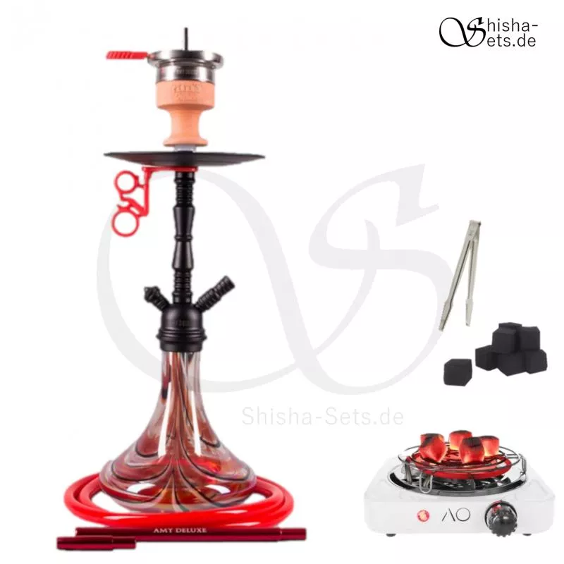 Shisha Set Amy Middle Zoom Rainbow Rot/Schwarz-Matt