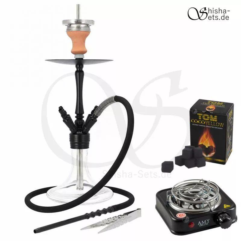 Shisha Set INVI Reflexion Alu Schwarz - Clear