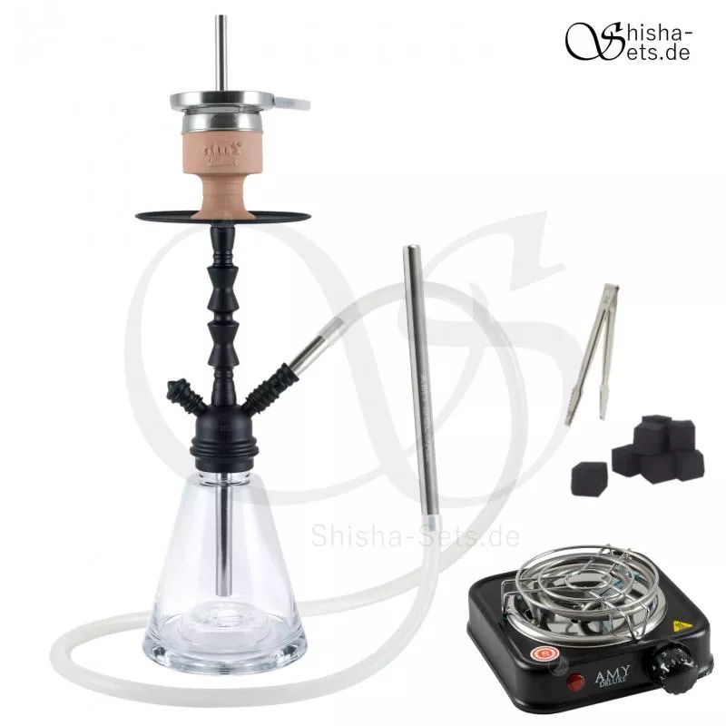 Shisha Set Little Starfox Klick II - Clear/Schwarz-Matt